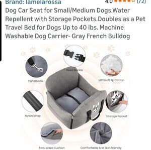 Gray Dog Car Seat for Small/Medium Dogs